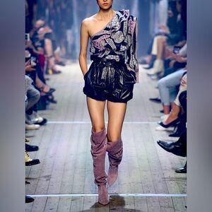 Isabel Marant Spring Collection Black Shorts Tweni Coated-Cotton FR40/US8